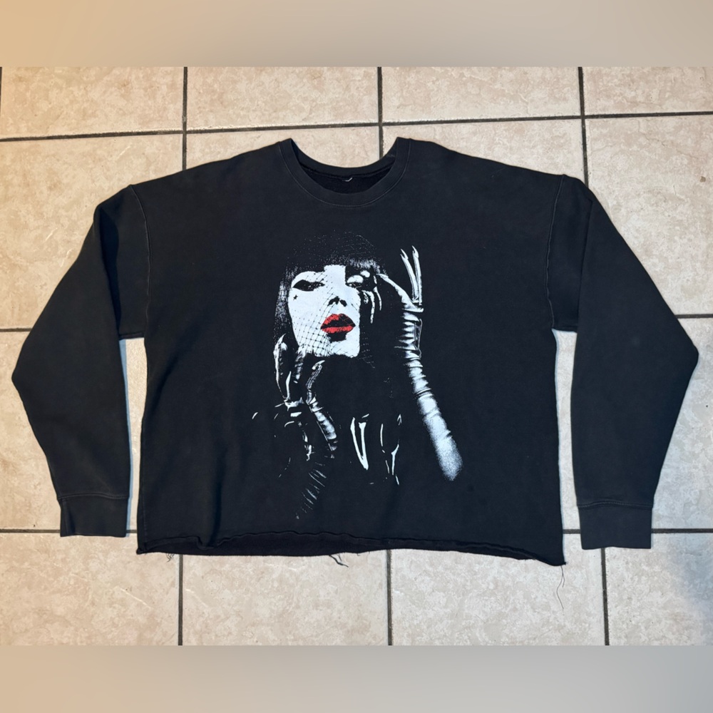 Black Cropped Kat VonD Tattoo Crewneck Sweatshirt